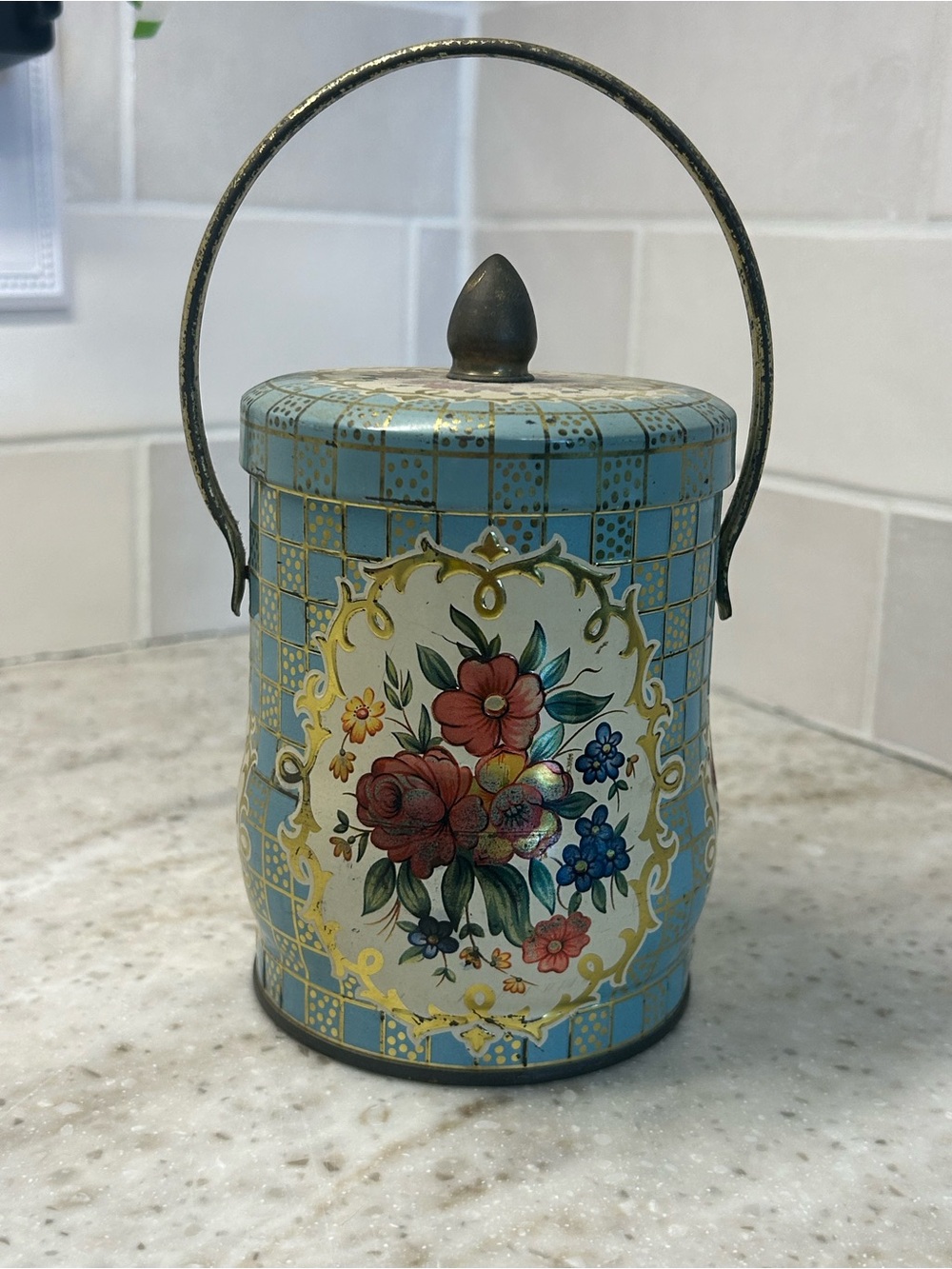 Murray-Allen Regal Crown Confections Metal Tin/Container with Handle - Vintage